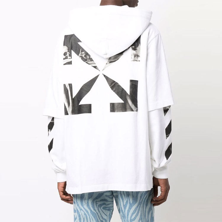 Men's Off-White FW21 Logo Printing Pullover Loose Fit White OMBB087F21FLE0050110