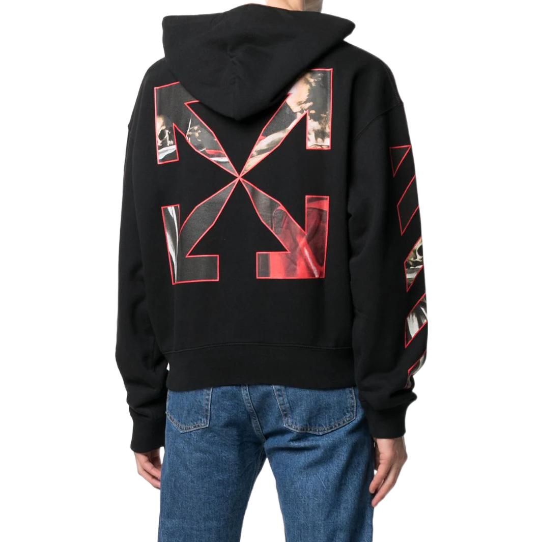 Men's Off-White SS22 Pattern Printing Hooded Long Sleeves Loose Fit Black OMBB037R21FLE00210251025
