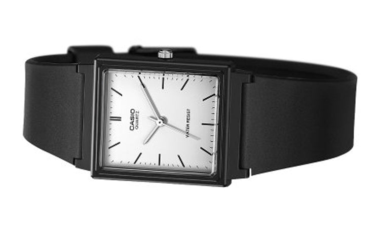 CASIO Quartz Waterproof White DialBlack Strap Mens WhiteBlack Analog MQ-27-7E