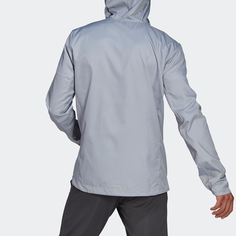 Men's adidas Solid Color Zipper Hooded Track Jacket Light Silver GJ9949