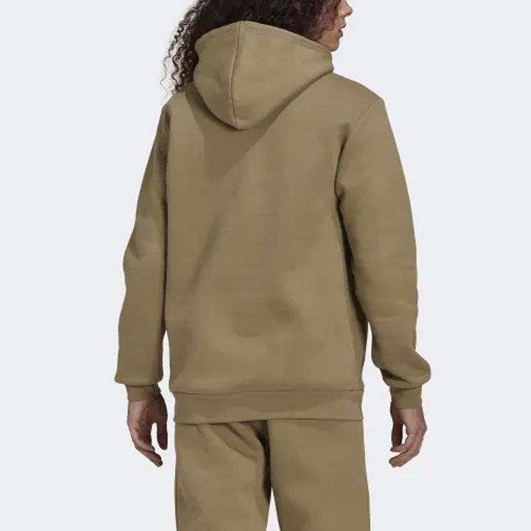 adidas originals Solid Color Small Label Fleece Lined Hoodie 'Olive Green' H34650