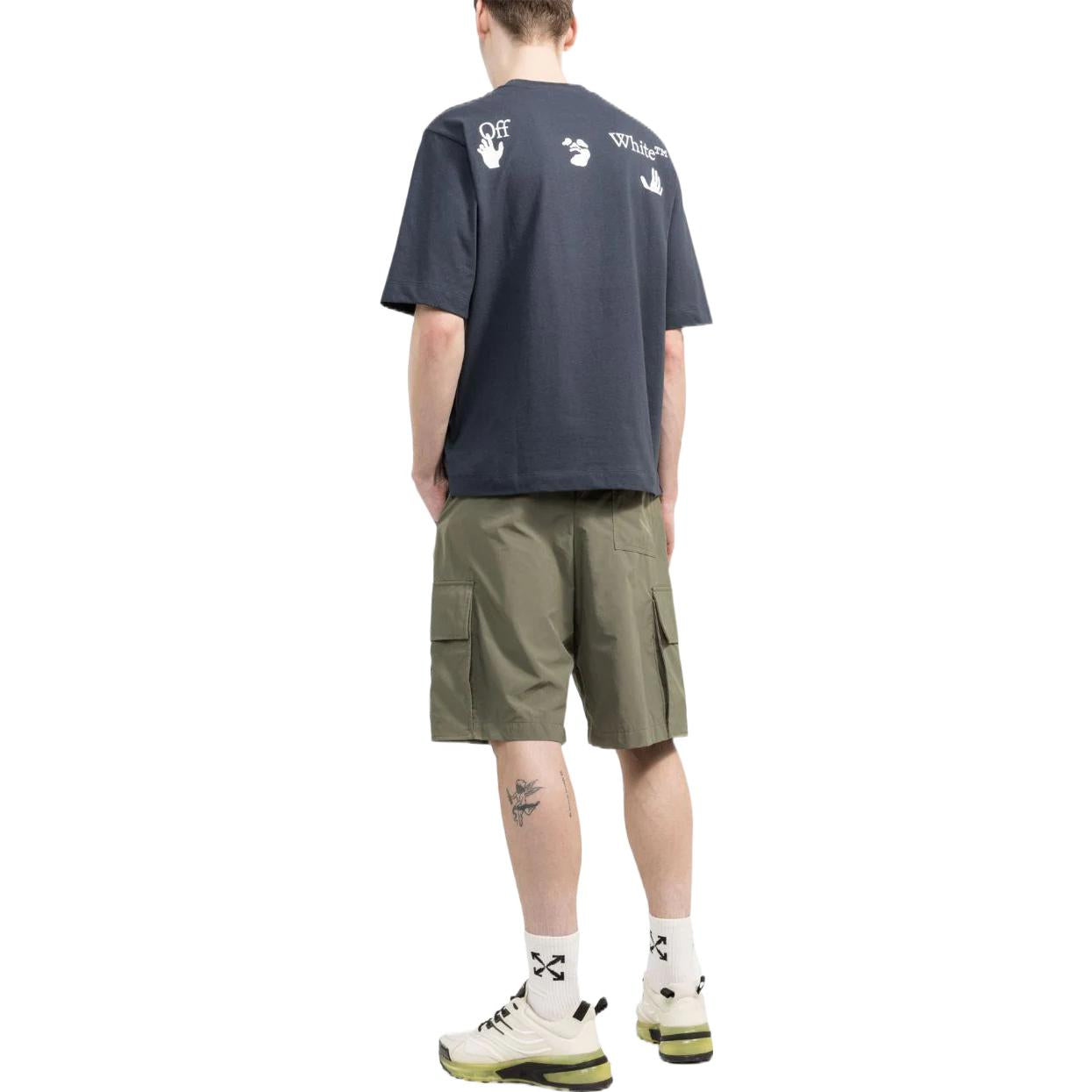 Off-White SS22 Alphabet Printing Solid Color Cotton Short Sleeve Blue OMAA119S22JER0024601