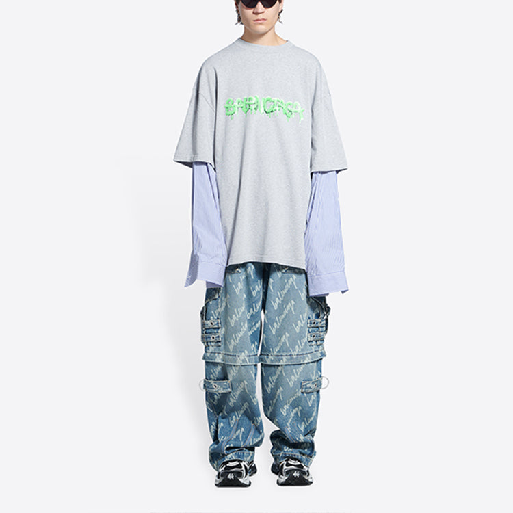 Balenciaga Slime Logo Layered T-Shirt 'Grey' 671401TLVF11203