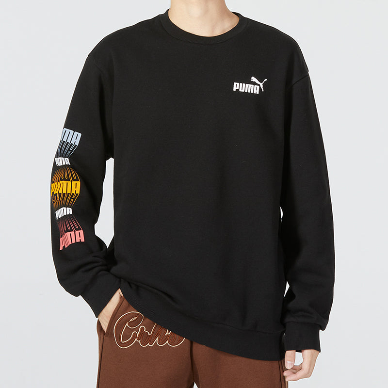 PUMA Ess Logo Repeat Graphic Crew 'Black' 675128-01