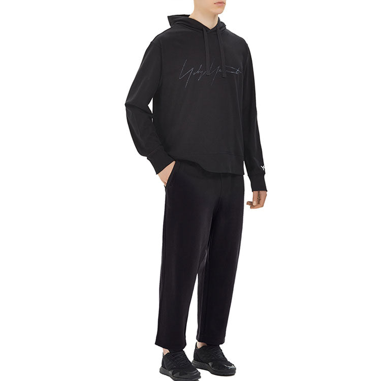 Men's Y-3 Drawstring Hooded Long Sleeves Casual Black FP8691