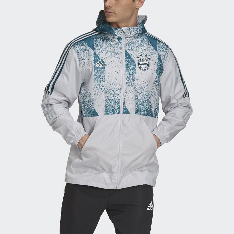 adidas FCB Windbrk Bayern Munich Soccer/Football Training Sports Hooded Jacket White GV1312