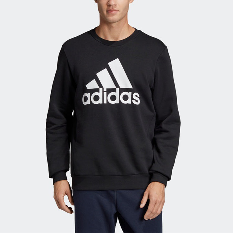 adidas Fleece Lined Stay Warm Athleisure Casual Sports Pullover Round Neck Black EB5265