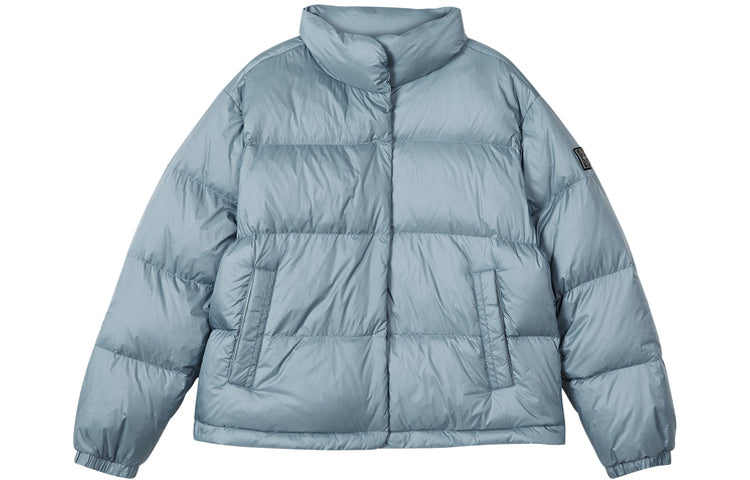 (WMNS) Skechers Short Down Jacket 'Black Blue White' L421W040