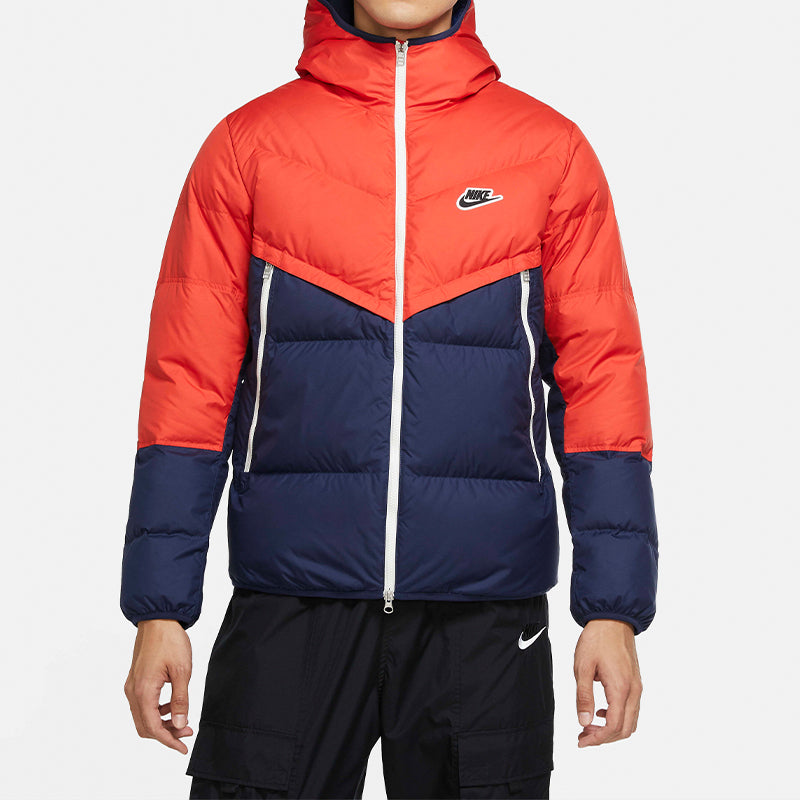 Nike Sportswear Down-Fill Windrunner hooded Stay Warm Colorblock Short Down Jacket Red Blue Redblue CU4405-673