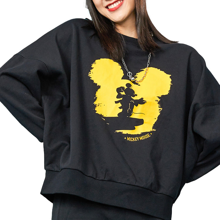 (WMNS) Li-Ning x Disney Crossover Mickey Athleisure Casual Sports Pullover 'Black Yellow' AWDQB88-3