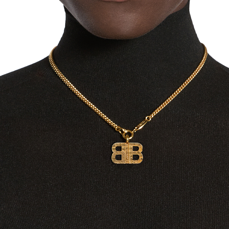 Balenciaga Bb 2.0 Textured Necklace 'Gold' 782981TZ99G0705
