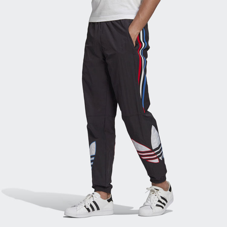 adidas originals Tricol Swtpant Contrasting Colors Stripe Logo Bundle Feet Sports Pants Black GN3577