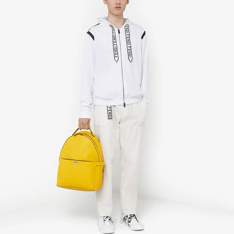 Men's FENDI hooded Knit Sports Jacket White FY0984A2F2F0QA0