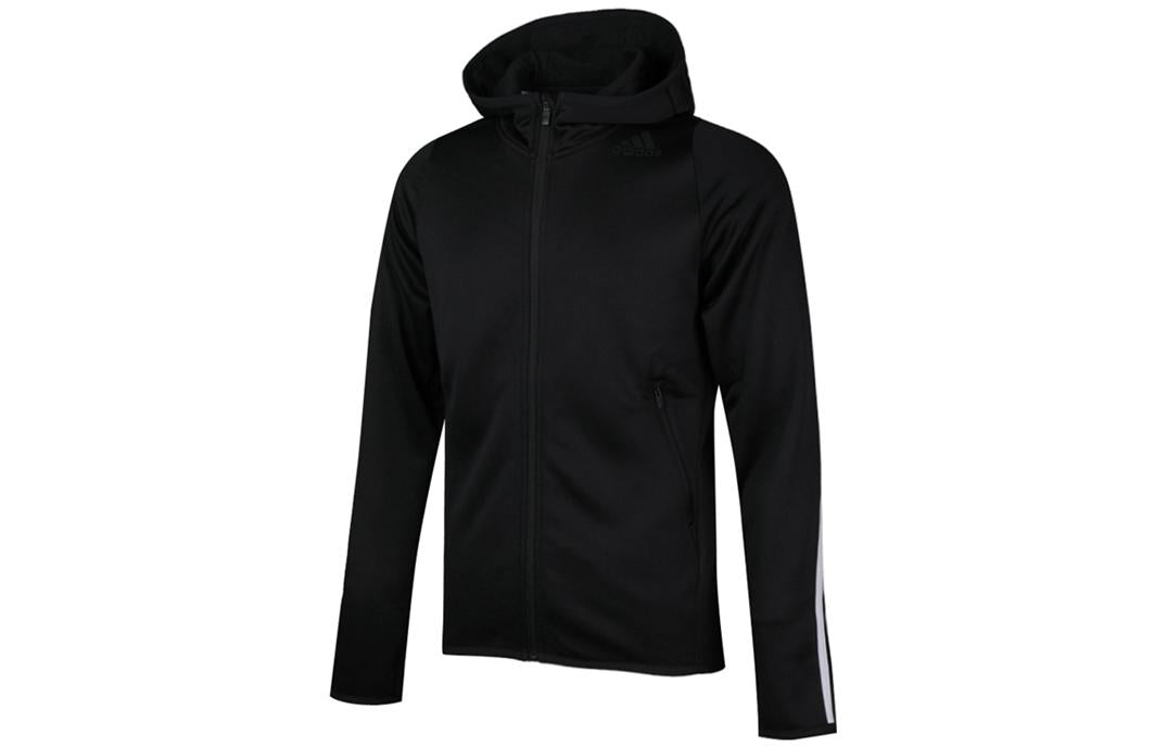 adidas Back Classic three stripes Zipper Hooded Jacket Men's Black DZ7404