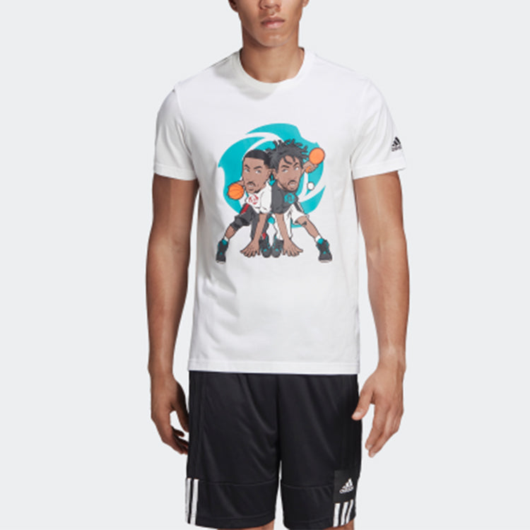adidas Rose Geek Up Pattern Printing Short Sleeve White DX6949
