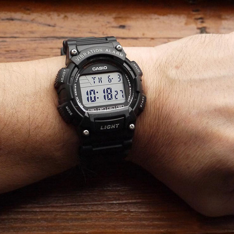 Men's CASIO YOUTH Series Waterproof Quartz White Led Lights 47.1mm Resin Strap Watch Mens Black Digital W-736H-8BV