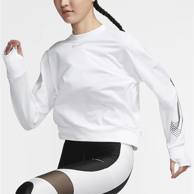 (WMNS) Nike Running Element Crew Top 'White Grey' CQ7773-100