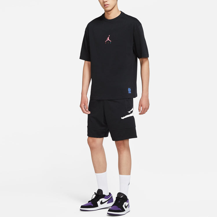 Men's Air Jordan Dongdan 1985 Logo Printing Round Neck Short Sleeve Black T-Shirt DM0712-010