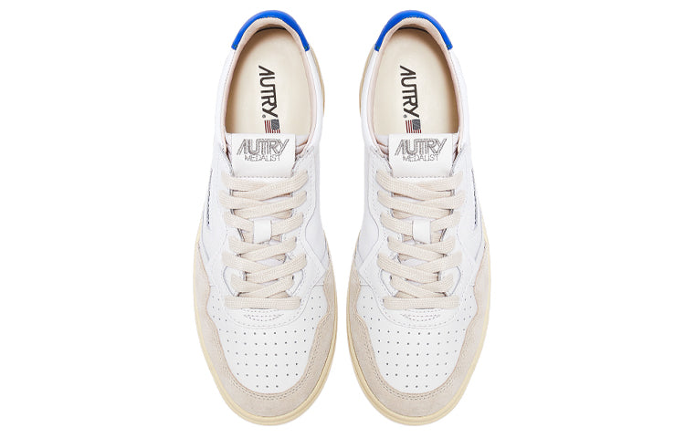 AUTRY Medalist Low Leather and Suede 'White Beige Blue' AULM-LS49