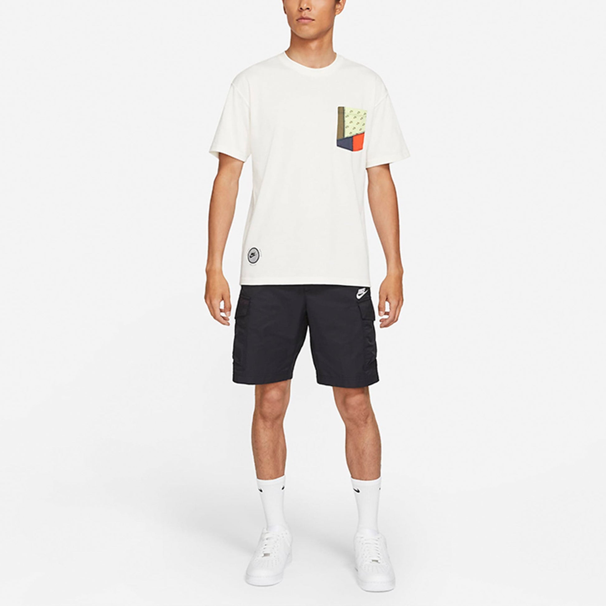 Nike Sportswear Tee Contrasting Colors Pocket Round Neck Sports Short Sleeve White DJ1342-901