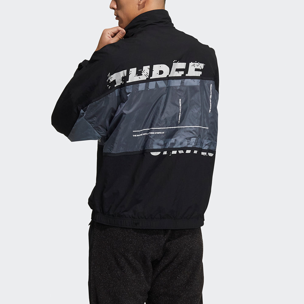 adidas M Wrd Wov Jkt Sports Loose Contrasting Colors Woven Stand Collar Jacket Black GL8673