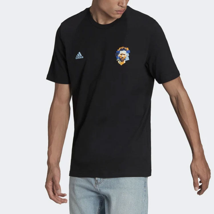 adidas Messi Subject Solid Color Back Alphabet Numeric Round Neck Short Sleeve Black HA0936