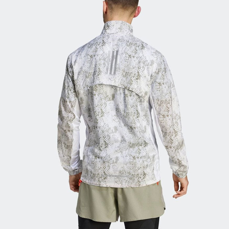 adidas Allover Print Marathon Jacket 'White Aluminium' IC7597