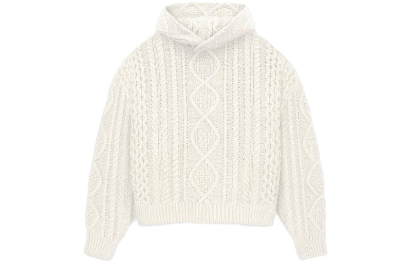 Fear of God Essentials FW23 Cable Knit Hoodie 'Cloud Dancer' 192BT234391F