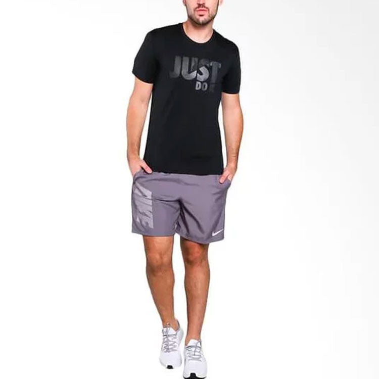 Men's Nike Alphabet Printing Sports Round Neck Pullover Short Sleeve Black T-Shirt AH2258-010