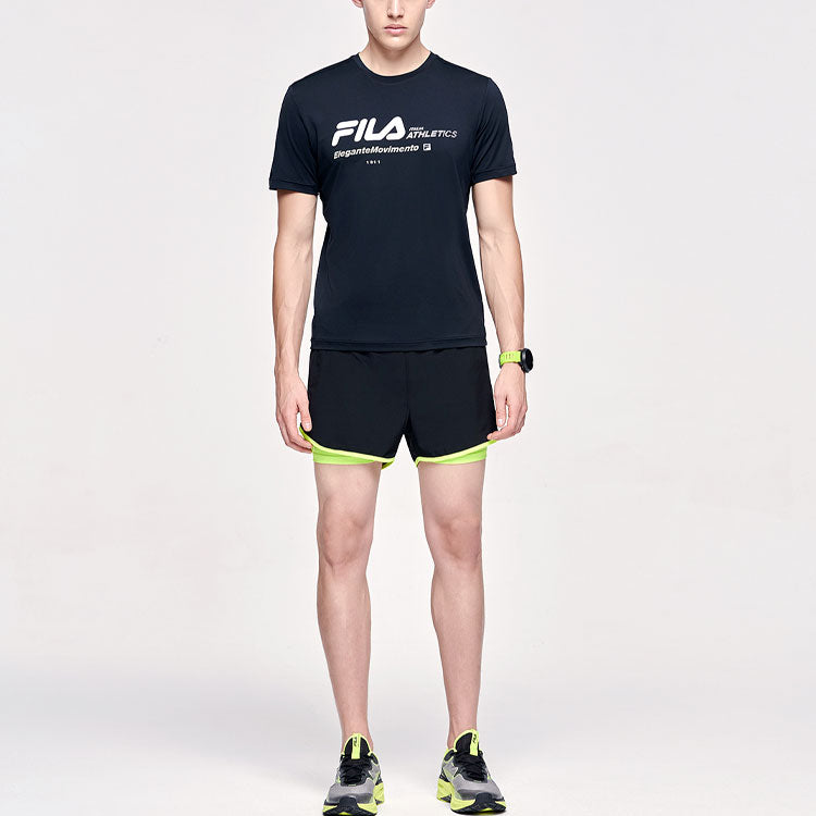 FILA Logo Printing Elastic Sports Short Sleeve Black A11M122102F-BK