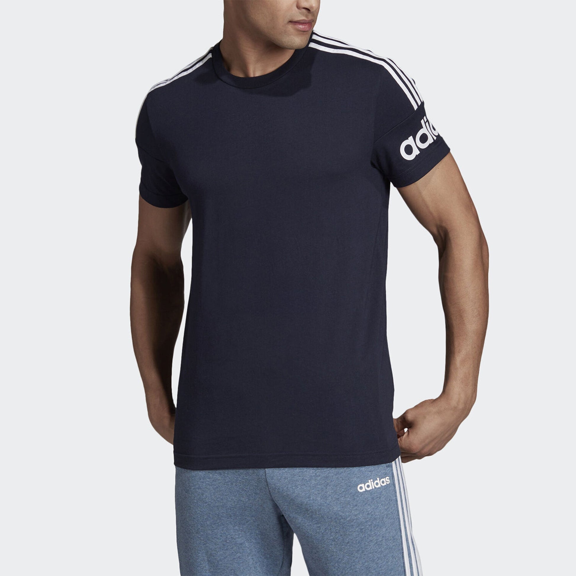 adidas Casual Sport Breathable Fabric Round NeckTraining Short Sleeve Men s Navy EI6209