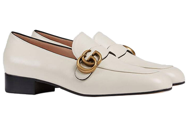 (WMNS) Gucci Double G Leather Loafers 'White' 602496-C9D00-9022