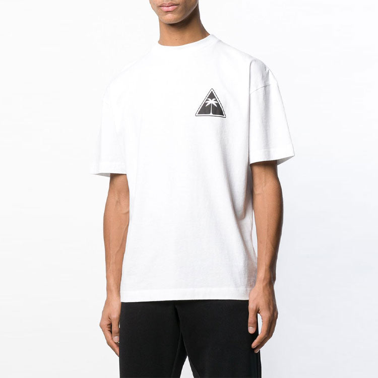 Men's PALM ANGELS Round Neck Short Sleeve White PMAA001S194130110110