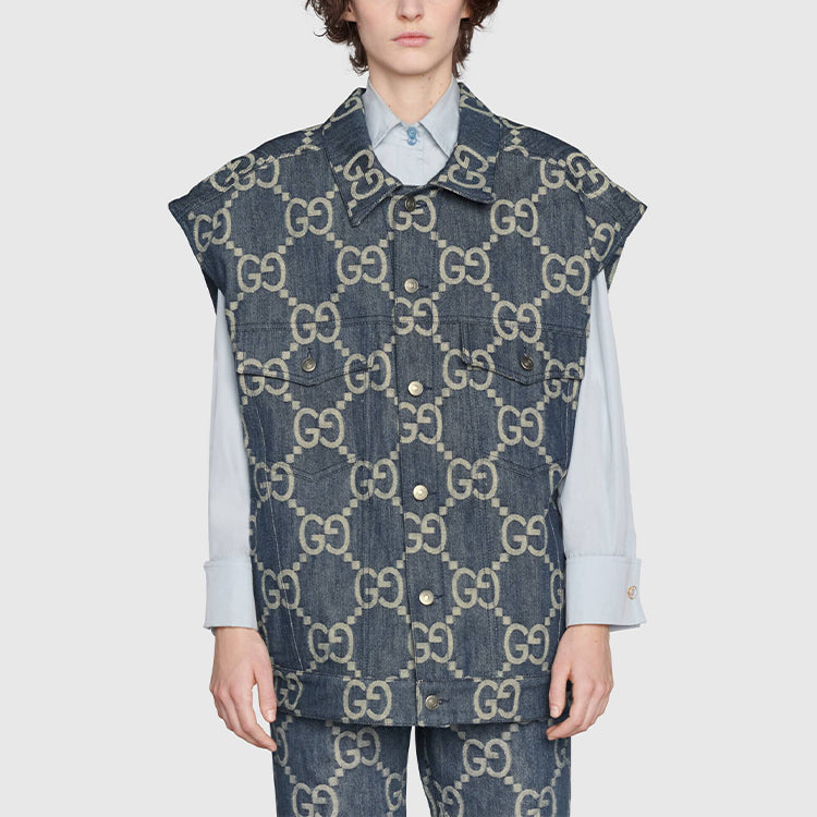Gucci Jumbo GG Denim Vest 'Blue Ivory' 674339-XDBTY-4492