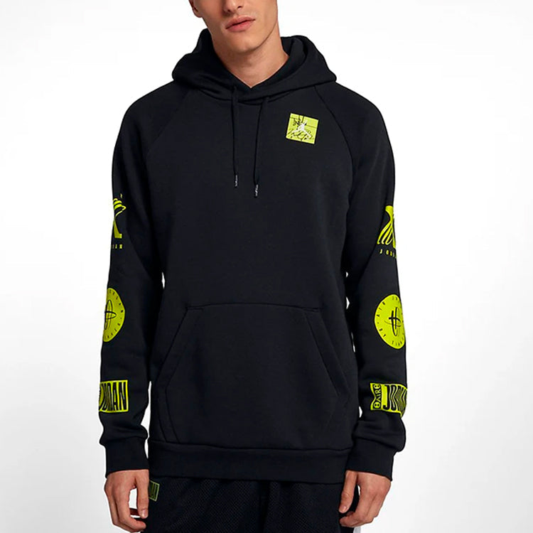 Air Jordan Air logo Printing Fleece Lined Pullover Black Green BQ0298-010
