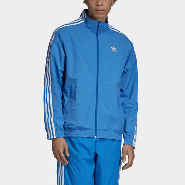 adidas originals Stand Collar Woven Windproof Jacket Blue ED6093