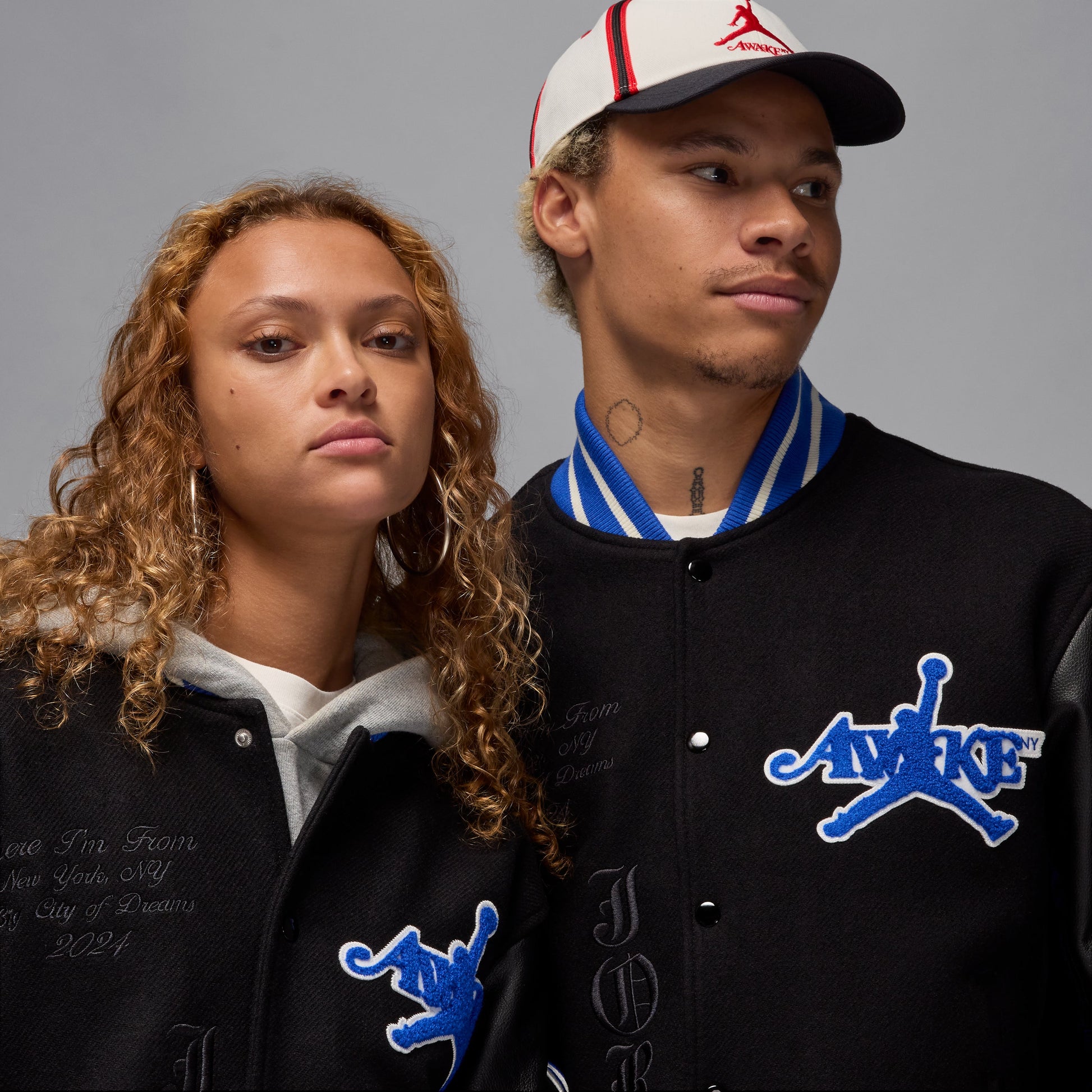 Air Jordan x Awake NY Varsity Jacket 'Black Game Royal' FQ5439-010