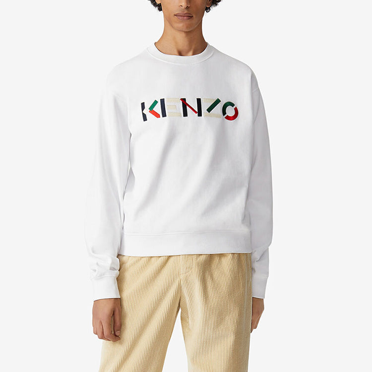 Men's KENZO FW20 Embroidered Logo Pullover White FA65SW0044MO-01