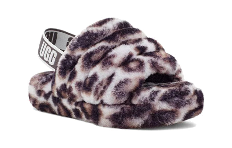 (PS) UGG Fluff Yeah Slide Panther Print Slipper 'Stormy Grey' 1123640K-SYGR