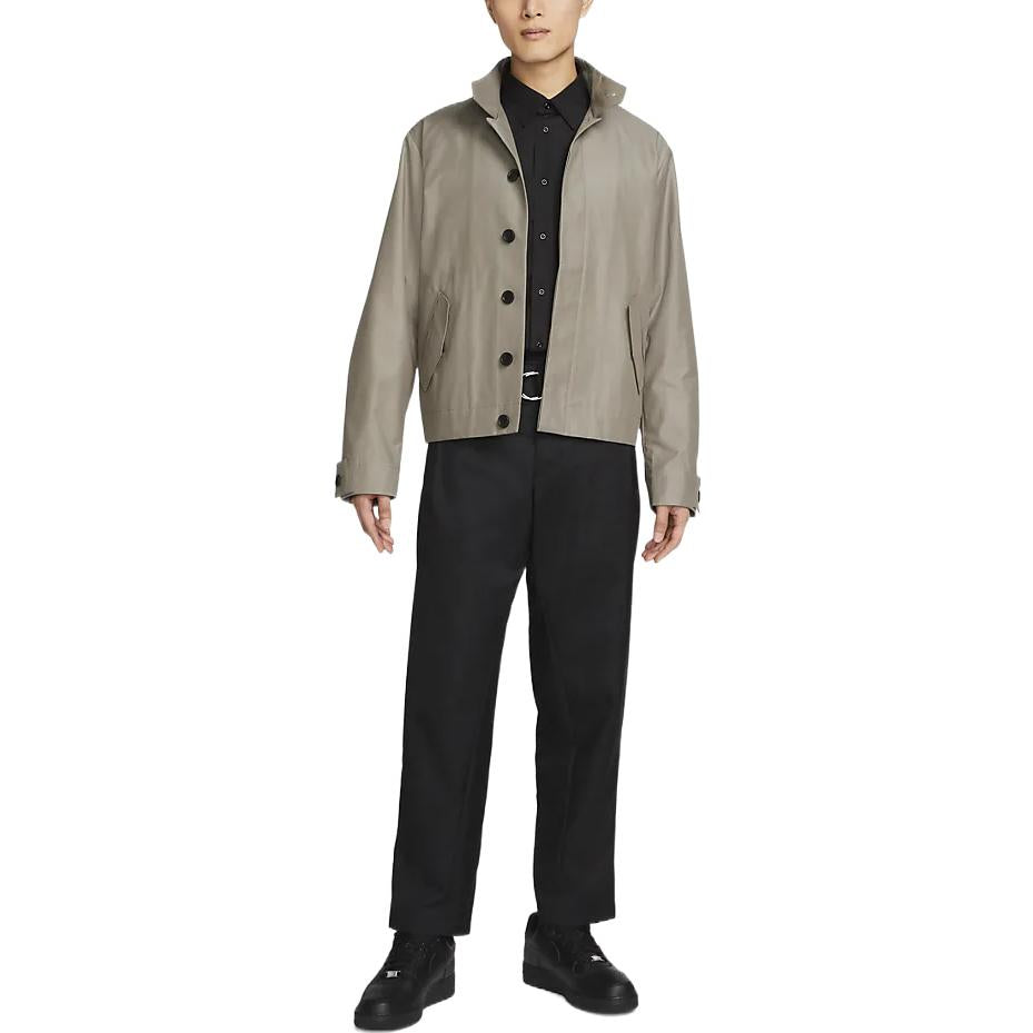 Men's Nike Solid Color Straight Casual Lapel Jacket Gray DN4094-012