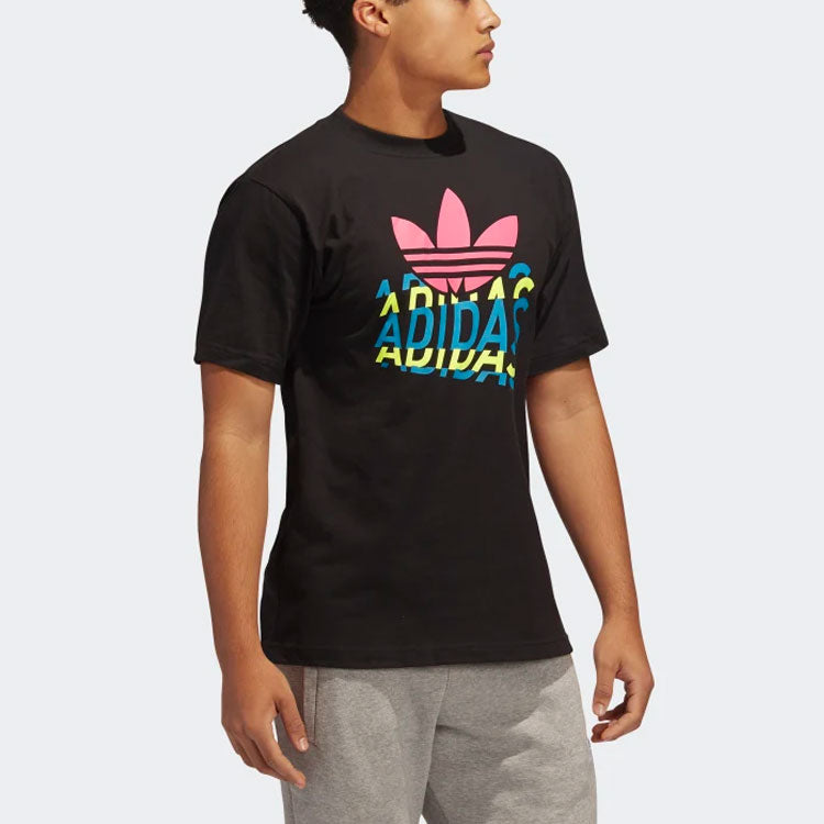 adidas originals Alphabet Printing Casual Sports Short Sleeve Black GL6871