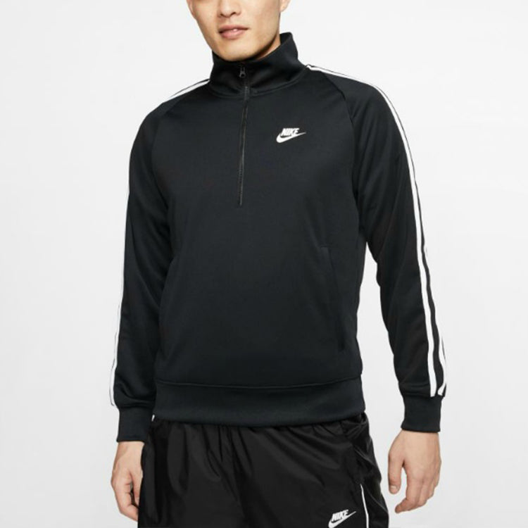 Nike Casual Half Zipper Stand Collar Sports Pullover Black CJ4393-010