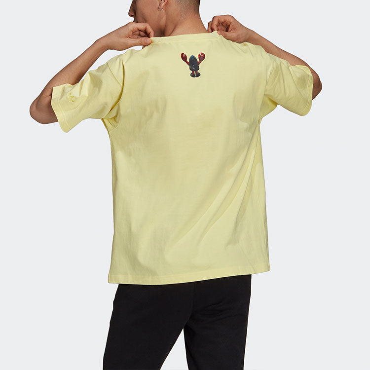 adidas originals Artist Tee Ss Dragon Pattern Pocket Short Sleeve Yellow HA4689