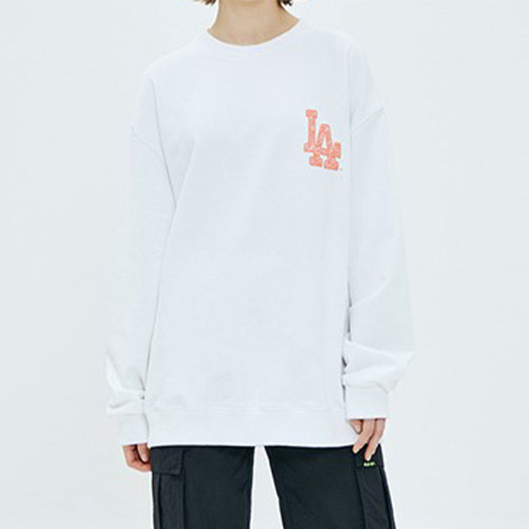 MLB LIKE Series Los Angeles Dodgers Long Sleeves Thin Loose Graffiti Printing Unisex White 31MT08011-07W