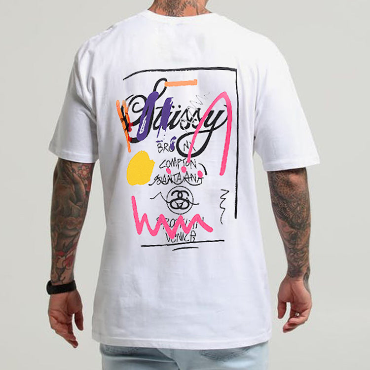 Stussy Splash Ink Alphabet Short Sleeve Unisex White 2003131