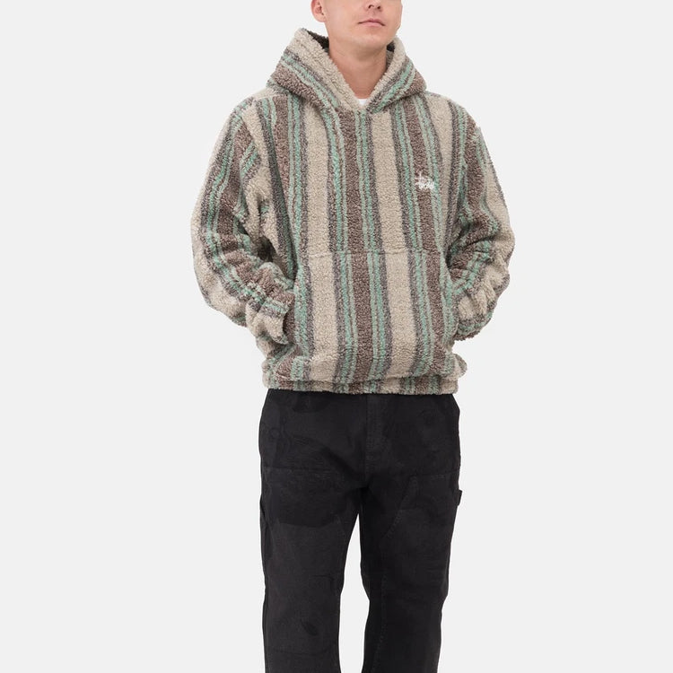 Stussy Stripe Sherpa Hoodie 'Tannin' 118438-TANN