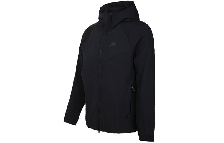Nike Logo Printing Splicing Hooded Jacket Black 928552-010
