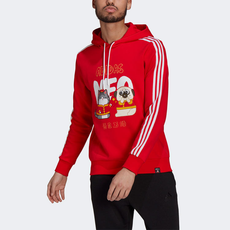 adidas neo x Crossover M Cny Ww Hdy Cartoon Printing Sports Pullover New Year's Edition Red GS5186