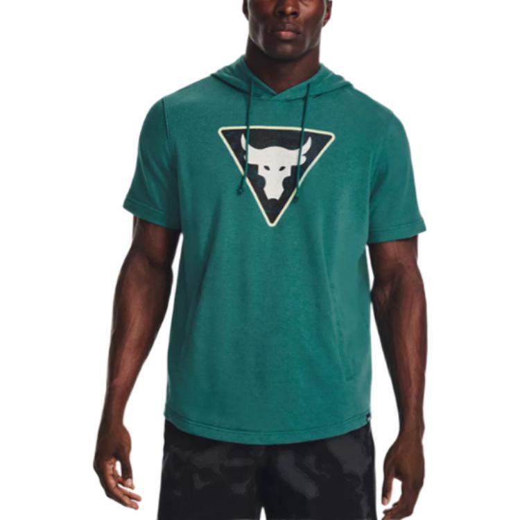 Under Armour Project Rock Terry Short Sleeve Hoodie 'Teal' 1378019-722