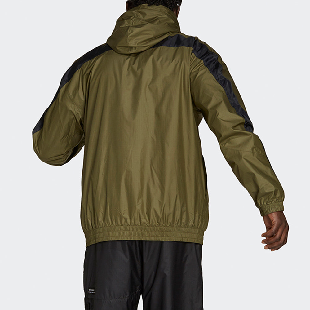 Men's adidas Training Sports Running Woven Hooded Jacket Olive GT3744